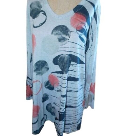 Jess & Jane Size XL Artsy V neck 3/4 Sleeve Knit Blouse Top - Picture 2 of 2
